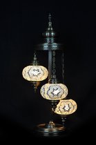 Sfeerverlichting Online staande lamp wit glas mozaïek 3 bollen - Turkse staande lamp - Oosterse staande lamp