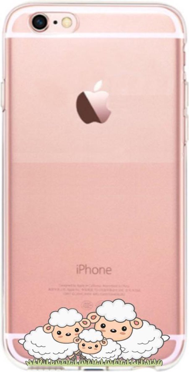 Apple Iphone 6 Plus / 6S Plus Transparant siliconen hoesje (schattige schaapjes)
