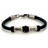 BICO herenarmband van rubber en silver plated metaal - 20,5 cm