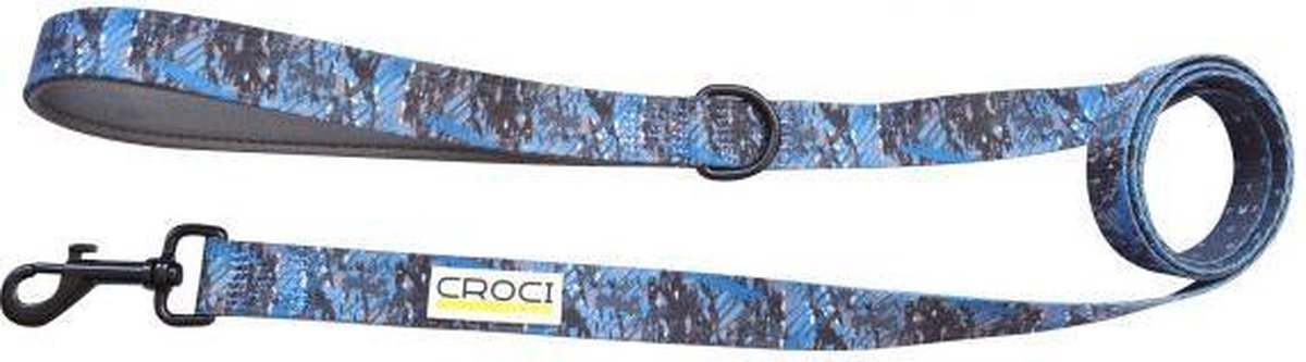 Croci Hondenriem Jackson Tweezijdig Blauw / Grijs 150X1,9 CM