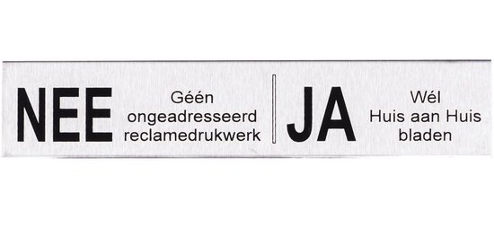 RVS Nee Ja brievenbus sticker GRATIS VERZENDING I Ja-Nee sticker Geen  reclame gemaakt... | bol.com