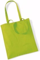 10x Katoenen schoudertasjes lime groen 42 x 38 cm - 10 liter - Shopper/boodschappen tas - Tote bag - Draagtas