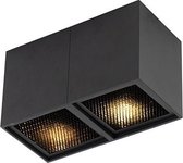 QAZQA qubo - Design Plafondspot | Spotje | Opbouwspot - 2 lichts - L 165 mm - Zwart - Woonkamer | Slaapkamer | Keuken