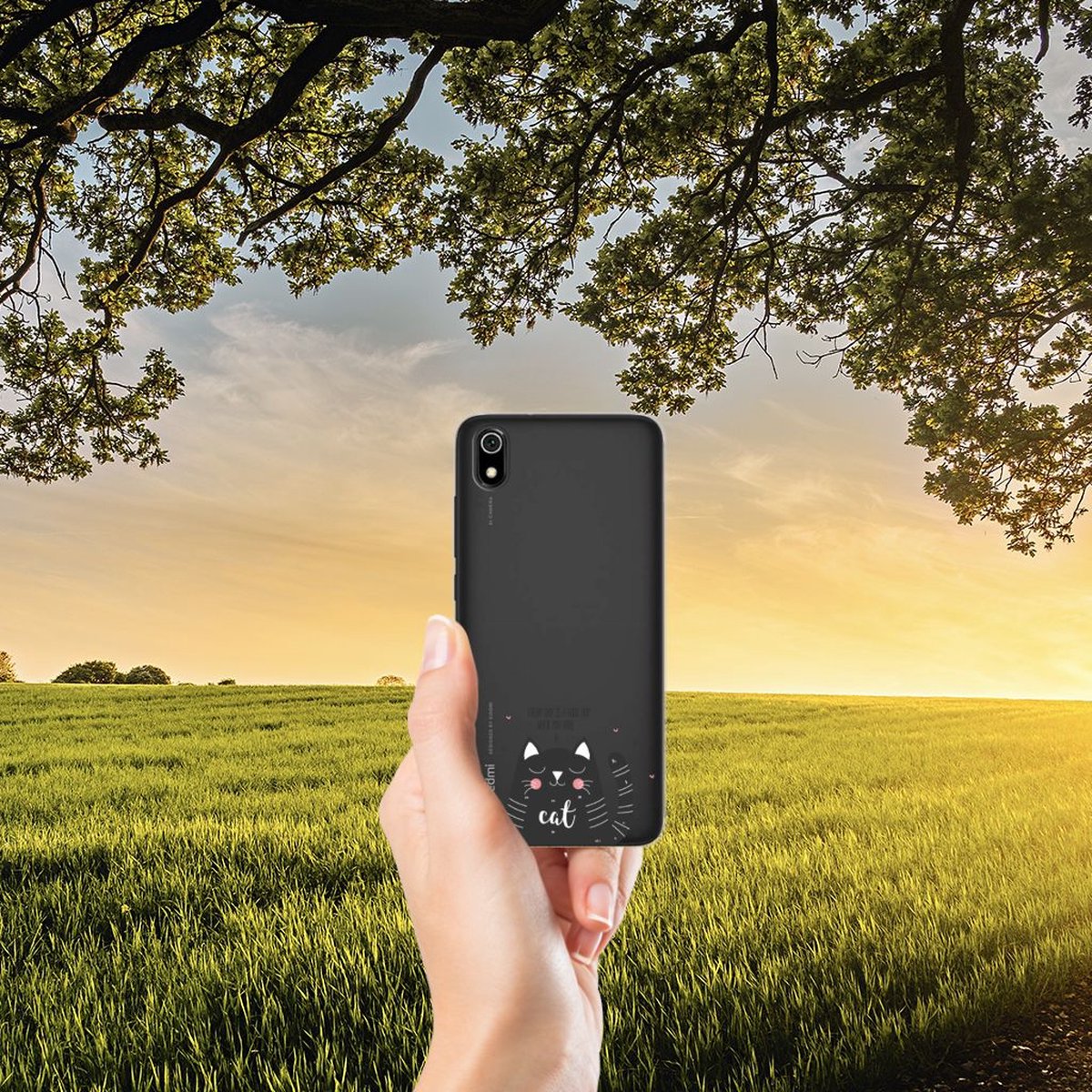 Xiaomi Redmi 7A Telefoonhoesje met Naam Cat Good Day