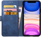 Rosso Element Book Case Wallet Hoesje Geschikt voor Apple iPhone 11 | Portemonnee | 3 Pasjes | Magneetsluiting | Stand Functie | Blauw