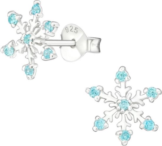 Blauwe Zilveren Frozen oorbellen Elsa kinderoorbellen sneeuwvlok | bol.com