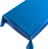 Gecoat tafellinnen Damast Blauw -  140 x 500 cm - Blauw tafellaken - Tafelkleed plastic - Voor buiten en binnen - Verschillende maten - Geleverd in een koker