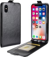 Lederen flip cover / flipcase voor  iPhone X - iPhone XS - zwart