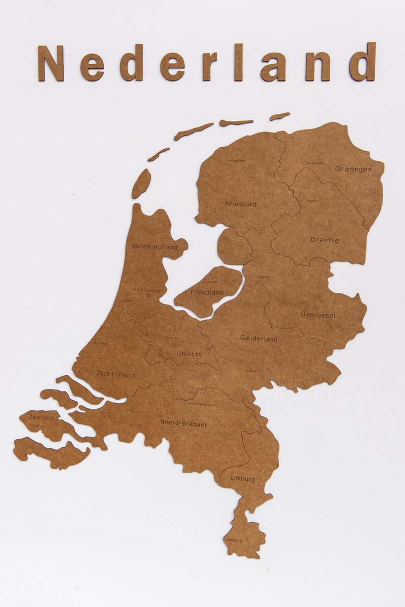 MiMi Innovations Luxe Houten Landkaart Muurdecoratie Nederland - 92x69... | bol.com