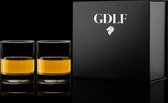 Handgemaakte Whiskey Glazen Set van 2 in Luxe Geschenkdoos by GDLF® | Handmade in Italy | Hoge Kwaliteit Kristal | Handgemaakt in Italie | Luxe Whiskey Set | 2 Whiskey Glazen & Han