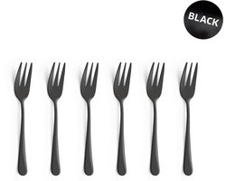 Amefa Austin Zwart– 6-delige Taartvorkjesset – 14 cm – 18/0 Chroomstaal – Matte PVD-Coating – Cadeauverpakking