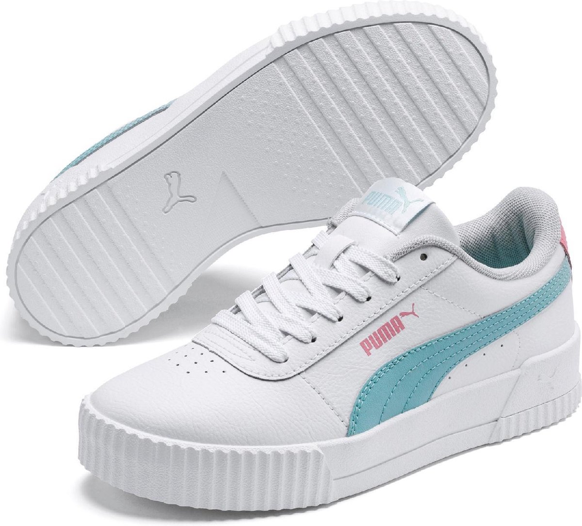 PUMA Carina L Jr Meisjes Sneakers - Puma White-Gulf Stream - Maat 38 |  bol.com