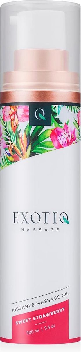 Goedkoopste Exotiq - Massageolie - Massage Olie - Sweet Strawberry - Massageolie voor een Ontspannende Massage met Aardbeiengeur - Zijdezacht en Verzorgende Werking - 100 ml