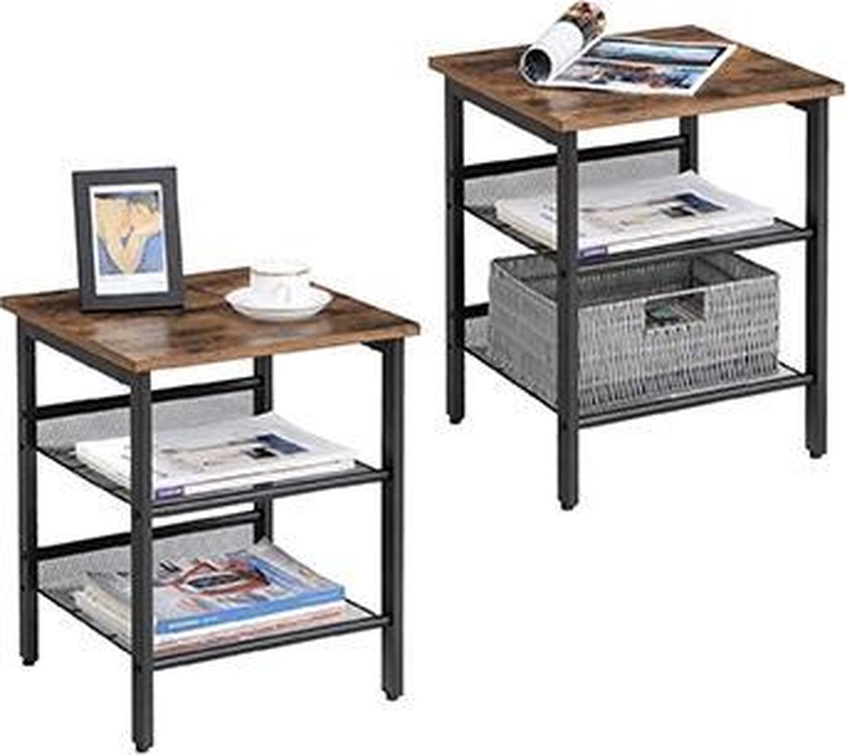 vidaXL - Nachtkastjes - Grijs sonoma eiken - Hout - 40 x 30 x 40 cm - 2 stuks | Leen Bakker