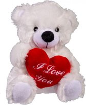 Knuffel beer met hart i love you 22 cm| Pluche knuffelbeer met hartje