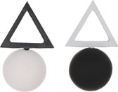 Oorbellen triangel- Zwart- Wit-steker- kunststof-Charme Bijoux