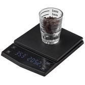 Bol.com Koffie Weegschaal met Timer Oplaadbaar Led display Filter Koffie - Barista - Zwart - Hario V60 Style - brewgear.store - ... aanbieding