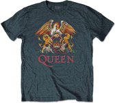 Queen Heren Tshirt -M- Classic Crest Grijs