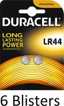 12 Stuks (6 Blisters a 2 st) Duracell LR44 batterij Single-use battery Alkaline