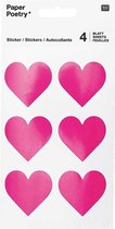24x Fuchsia roze hartjes stickers - Valentijn stickertjes hartjes 24 stuks - Scrapbooking - Hobby/knutsel materiaal