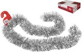 Kerstboom folie slingers/lametta guirlandes van 180 x 12 cm in de kleur glitter zilver - Extra brede slinger