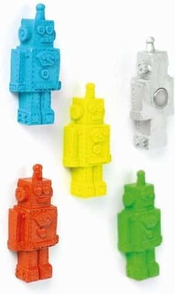 Kleurrijke koelkastmagneten Robot (5 stuks) van Trendform