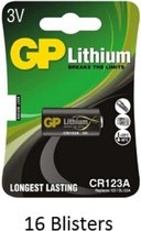 16 stuks (16 blisters a 1 stuks) GP Lithium CR123 3V