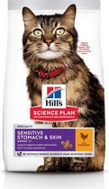 Hill's Feline Adult Sensitive Stomach & Skin Kip - Kattenvoer - 7 kg