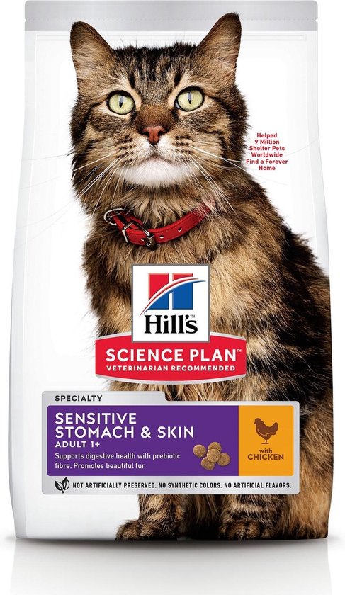 Denken geboorte Uitstroom Hill's Feline Adult Sensitive Stomach & Skin Kip - Kattenvoer - 7 kg |  bol.com