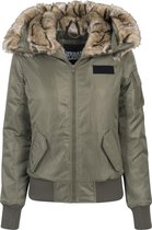 Jas Ladies Imitation Fur Bomber Jacket olijf