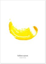 Food art print met gele wortel | Poster voor in de keuken of woonkamer | Wanddecoratie voor in een Scandinavisch interieur of boven de eettafel in de eetkamer| Prints gedrukt op FSC gecertificeerd papier | 21x30