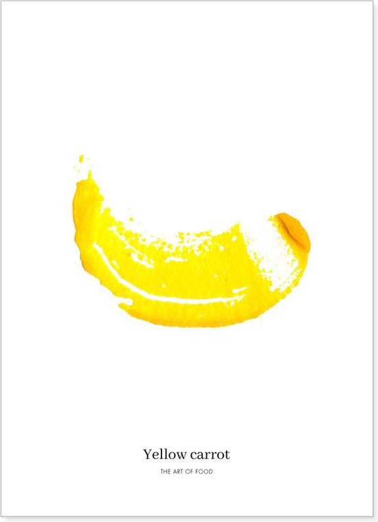 Food art print met gele wortel | Poster voor in de keuken of woonkamer | Wanddecoratie voor in een Scandinavisch interieur of boven de eettafel in de eetkamer| Prints gedrukt op FSC gecertificeerd papier | 21x30