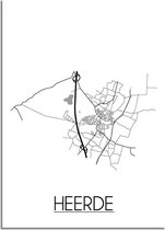 DesignClaud Heerde Plattegrond poster  - A3 + Fotolijst zwart (29,7x42cm)