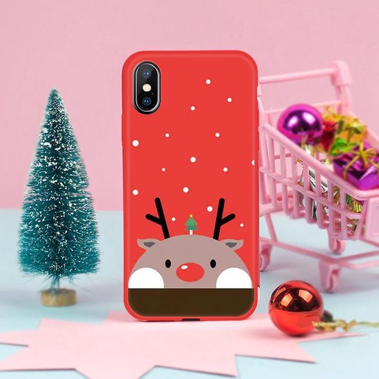 Minister salaris Uitputting Kerst - X-mas hoesje – Kerstman en rendier – Hoesje voor iPhone 7/8 |  bol.com