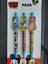 3 Disney pennen, Mickey Mouse - Donald Duck - Goofy balpennen