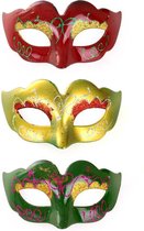 Midi Decoratie oogmasker rood, geel of groen per stuk