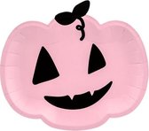 Partydeco - Wegwerpbordjes Roze Pompoen Halloween 6 stuks