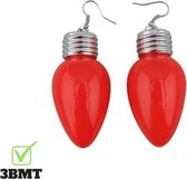 Kerst decoratie oorbellen met lampje | rood | verlichting oorbellen voor kerst
