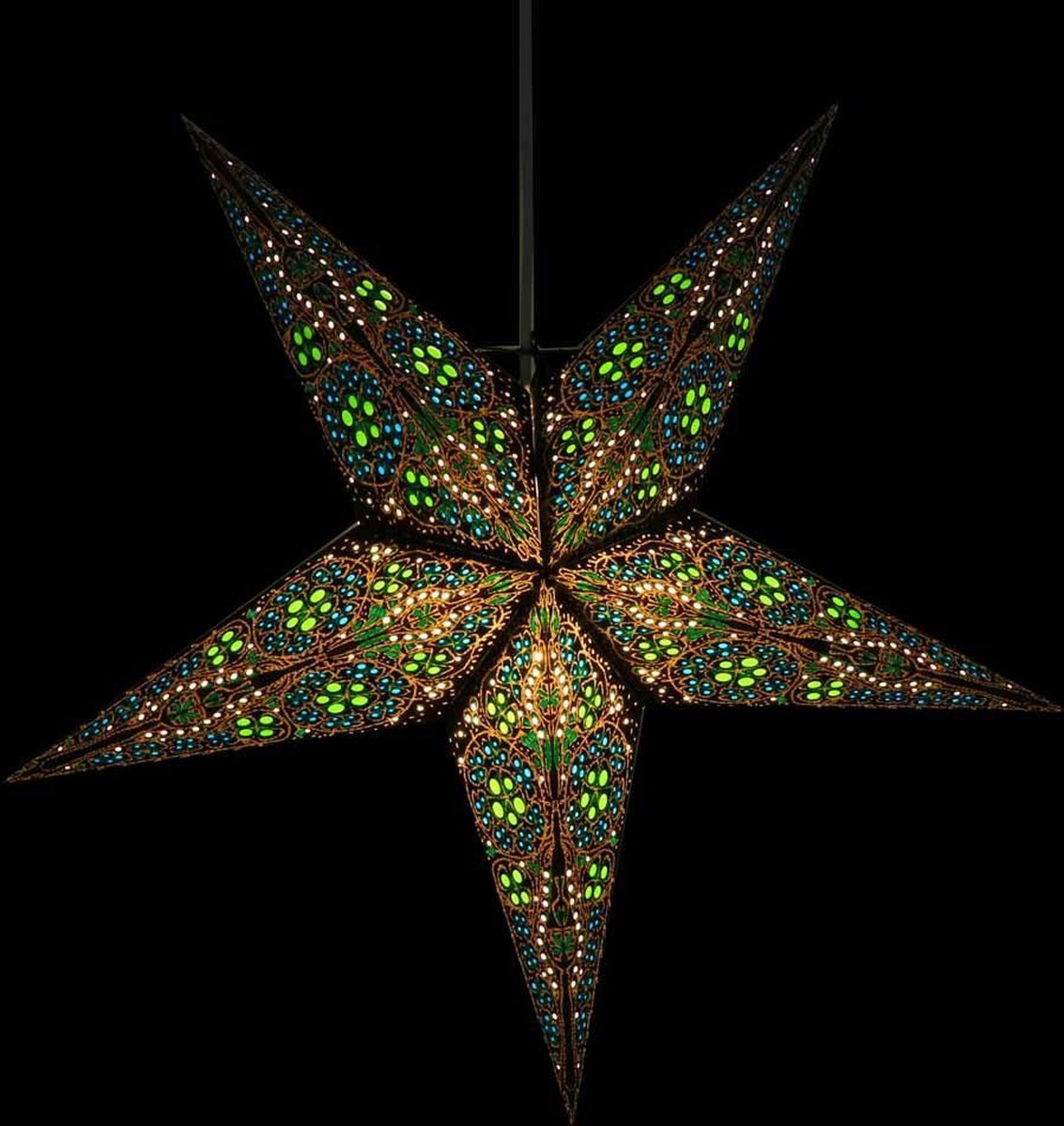BRUBAKER 60 cm Kerstster voor Binnen - Adventster met E14 Voet om op te Hangen - Raamverlichting Ster om op te Hangen - Kerstster Set met 3,5 m Kabel - 3D Papieren