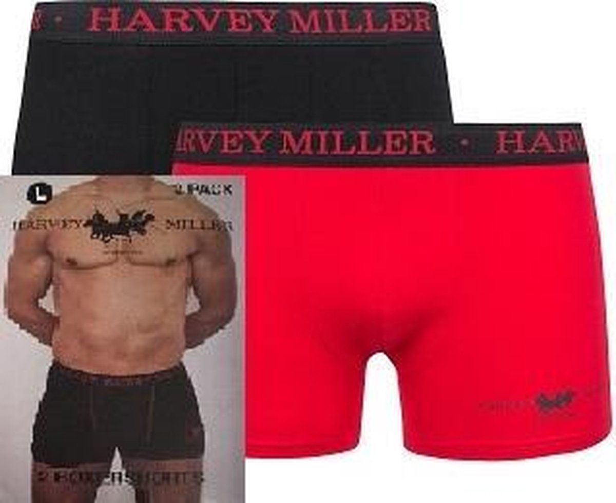 Harvey Miller Boxershorts Rood/Zwart 2 pack - Maat XL | bol.com