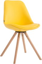 Clp Laval Bezoekersstoel - Rond - Kunstleer - Geel - Kleur onderstel Natura (eiken)