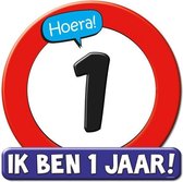 Huldeschild HOERA 1 JAAR 50x50 cm