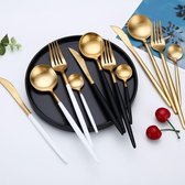 Roestvrijstaal bestek messen vorken lepels westerse keuken servies Home Party servies set (zwart goud)