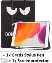 Smart Cover Book Case Hoes Geschikt Voor  Apple iPad 10,2 Inch (2019/2020) - Tri-Fold Multi-Stand Flip Sleeve - Beschermhoes Met Screen Protector & Stylus Pen -  Don't Touch Me