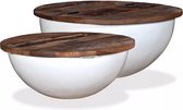 Salontafel set van 2 Bruin wit (Incl dienblad) hout - woonkamer tafel - decoratie tafel - salon tafel - wandtafel - Koffietafel