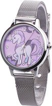 Fako® - Kinderhorloge - Eenhoorn - Unicorn - Mesh - Zilverkleurig