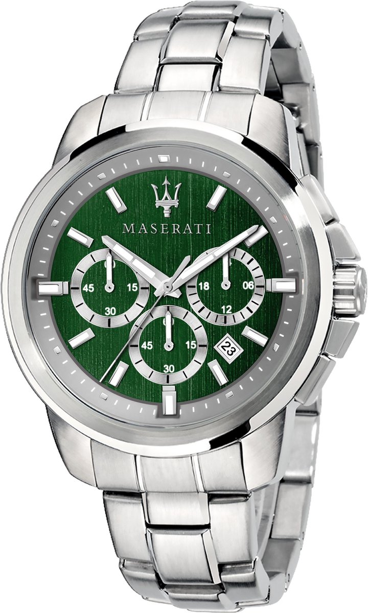 Maserati Successo Horloge - Maserati heren horloge - Groen - diameter 44 mm - roestvrij staal