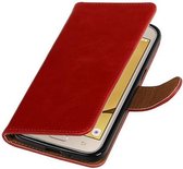Zakelijke Book Case Telefoonhoesje Geschikt voor de Samsung Galaxy J2 2016 - Portemonnee Hoesje - Pasjeshouder Wallet Case - Rood