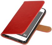 Zakelijke Book Case Telefoonhoesje Geschikt voor de HTC Desire 825 - Portemonnee Hoesje - Pasjeshouder Wallet Case - Rood