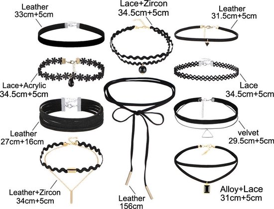 10 stuks Gothic Choker Kettingen